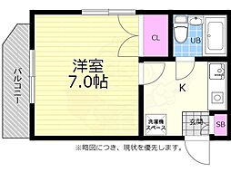 フジカハウス 1Kの間取図画像