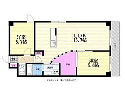 ヴィラブランシュ住田 2LDKの間取図画像