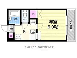 ロアール上天満 1Kの間取図画像