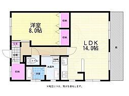 江波ヒカリハイツ 1LDKの間取図画像