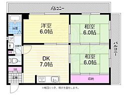 久都内マンション 3DKの間取図画像
