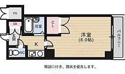 カルティエ城北通り 1Kの間取図画像