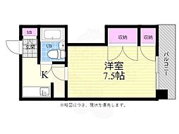 レジデンス三篠 1Kの間取図画像