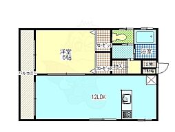 サンライト幟 1LDKの間取図画像