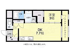 グラン庚午北 1DKの間取図画像