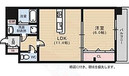 ビリオネアS竹屋 1LDKの間取図画像
