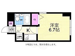 ダイアパレス横川公園 1Kの間取図画像