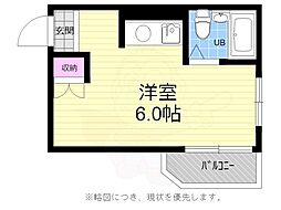 ジューヌボワ ワンルームの間取図画像