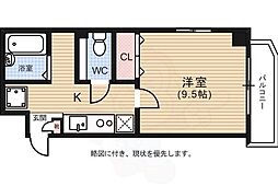 クロワール京橋 1Kの間取図画像
