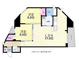 ザ・マジェスティー白島九軒町 2LDKの間取図画像
