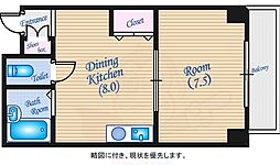 あずまビル 1DKの間取図画像