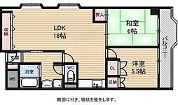 イトーピア舟入マンション 2LDKの間取図画像