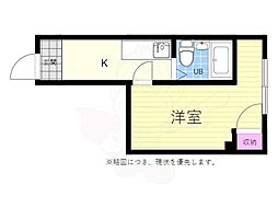 第3中国技建ビル 1Kの間取図画像