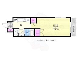 パレ・ルミエール 1Kの間取図画像