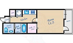 グラビスコート十日市 1Kの間取図画像