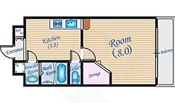 ラフィネ 1Kの間取図画像