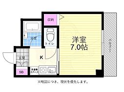 比治山エコテラス 1Kの間取図画像