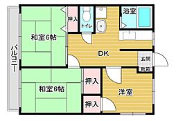 サンナガノ 3DKの間取図画像