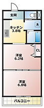 プリムロウズ 205 ｜ 静岡県磐田市安久路２丁目（賃貸マンション2K・2階・36.08㎡） その2