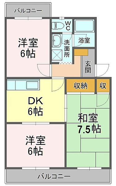 サンセットストリート 101｜静岡県磐田市国府台(賃貸マンション3DK・1階・53.28㎡)の写真 その2