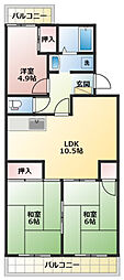 コーポナグラ 3LDKの間取図画像