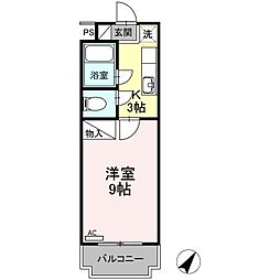 ロマネコンティ 1Kの間取図画像