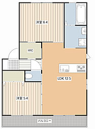 ル・アンフレA 2LDKの間取図画像