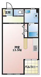 オレア ワンルームの間取図画像