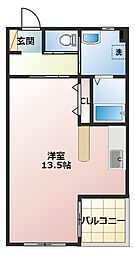 オレア ワンルームの間取図画像