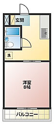 リバーハイツ今之浦 1DKの間取図画像
