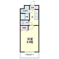 シャンボール1 1Kの間取図画像