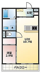 ボヌールイトウ 1LDKの間取図画像