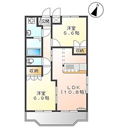 グローリア 2LDKの間取図画像