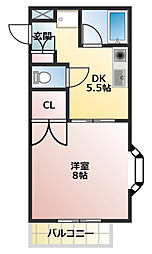 若宮物語 1DKの間取図画像