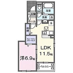 袋井市久能アパート 1LDKの間取図画像
