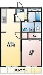 シャトレ壱番館 1LDKの間取図画像