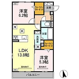 シリウス 2LDKの間取図画像