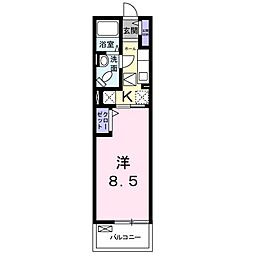 スカイアネックス 1Kの間取図画像