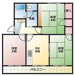 マンションオリエント2 3DKの間取図画像