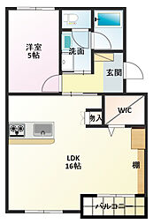 ノンパレイユ笠井 1LDKの間取図画像