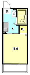 アスターB 1Kの間取図画像