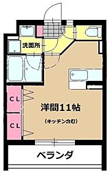 ワインハイム 1Kの間取図画像