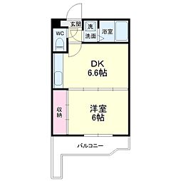 グレイス第5マンション 1DKの間取図画像