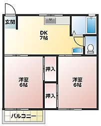 サングリーン桜ケ丘 2DKの間取図画像