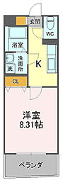 ルシード池田 1Kの間取図画像