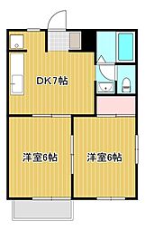 コーポ下石田3 2DKの間取図画像