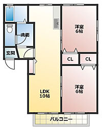 プライム21 2LDKの間取図画像