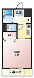 アベイユ 1Kの間取図画像