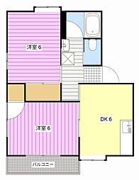 サンビーム仙水A 2DKの間取図画像