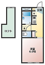 カーサフィオーレ 1Kの間取図画像